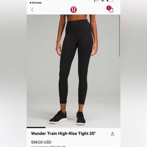 VGUC Lululemon Wunder Under Train High Rise 25”